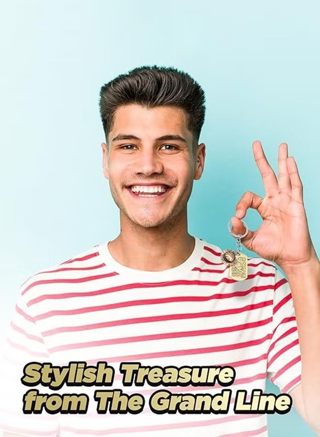 سلسلة مفاتيح ون بيس، قطعة لوفي قابلة للتحصيل بلمسة نهائية ذهبية فاخرة، منتجات ون بيس مع قبعة القش وبطاقة المطلوبين - Image 5